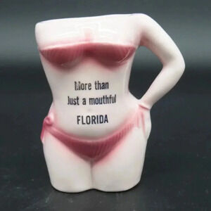 Vintage Souvenir Bikini Mug Florida Beach Ceramic